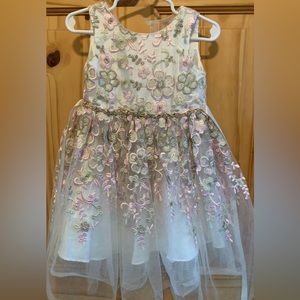 2T Girls Toddler Dress embroidery ivory/pink/gold